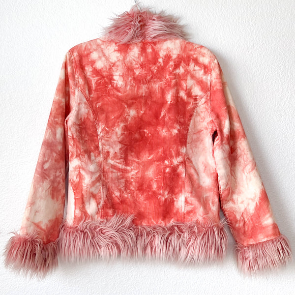 Tie Dye Fur Trim Cord Jacket (M)