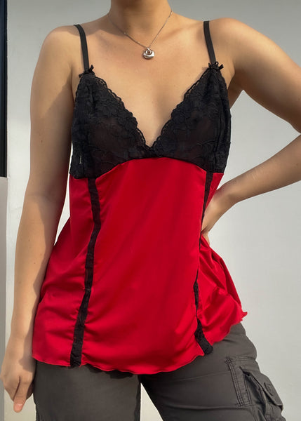 Y2k Red & Black Lingerie Top (XL)