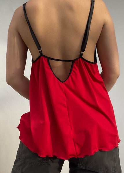Y2k Red & Black Lingerie Top (XL)