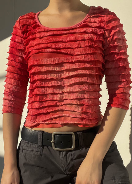 90's Textured Red Top (S-M)