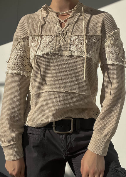 Patchwork Lace Up Knit (S)