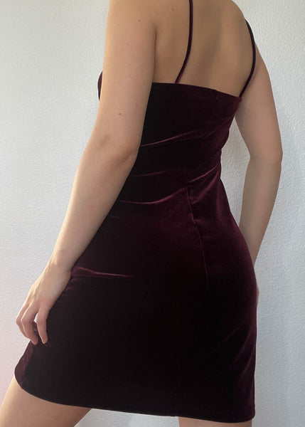 90's Beaded Velvet Mini Dress (M)