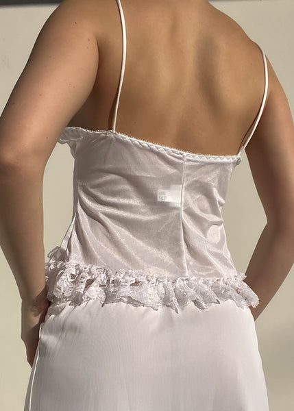 90's White Lace Lingerie Tank (S)