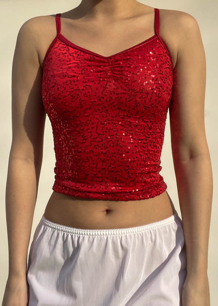 90's Red Sequin Tank (XXS)