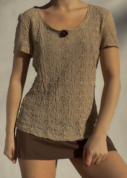 Y2k Rosebud Textured Tee (M)
