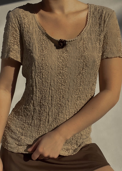 Y2k Rosebud Textured Tee (M)