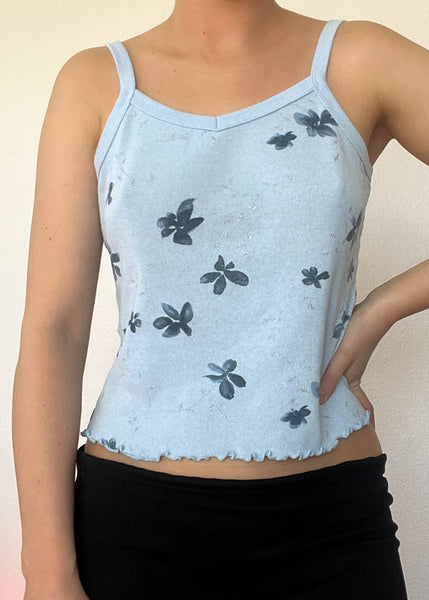 90's Baby Blue Floral Tank (S)
