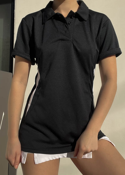 90's Black & White Athletic Polo (S)