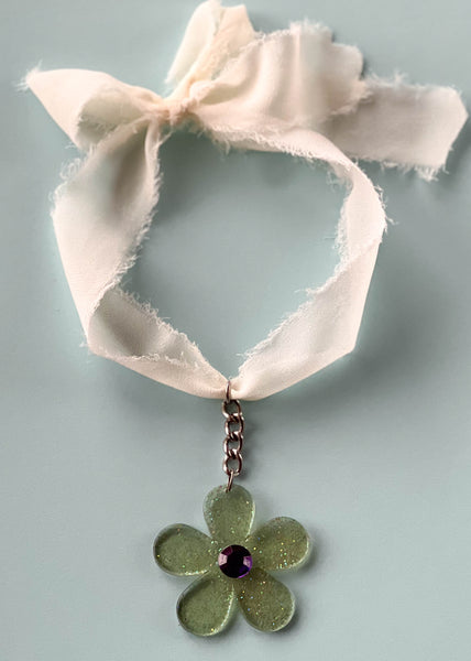 90's Glitter Flower Choker