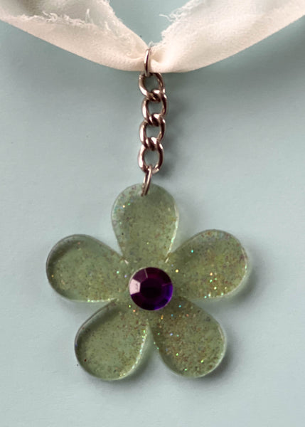 90's Glitter Flower Choker