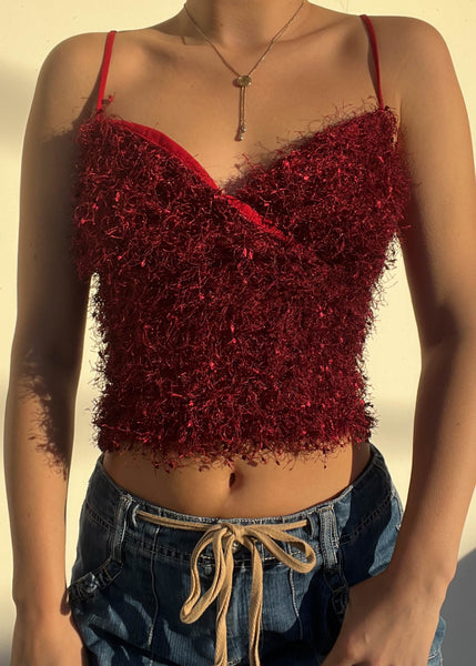 Burgundy Fuzzy Tank (S)