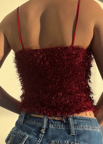 Burgundy Fuzzy Tank (S)