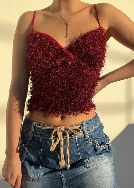 Burgundy Fuzzy Tank (S)