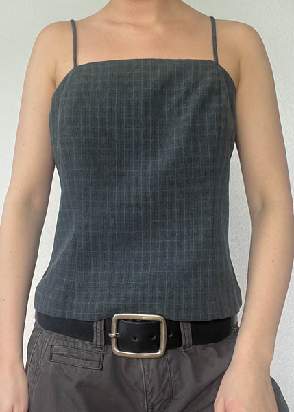 90's Charcoal Plaid Tank (M)