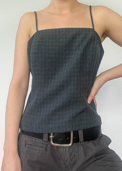 90's Charcoal Plaid Tank (M)