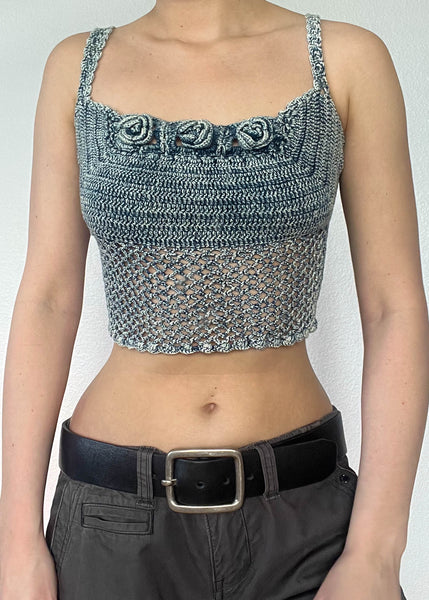 90's Rosebud Crochet Tank (XS)