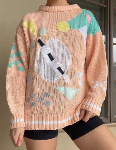 80's Abstract Pastel Sweater (L)