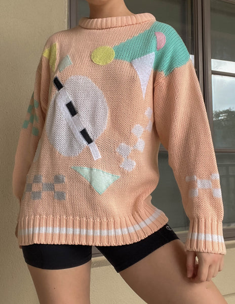 80's Abstract Pastel Sweater (L)