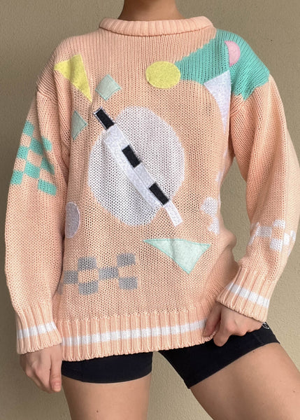 80's Abstract Pastel Sweater (L)