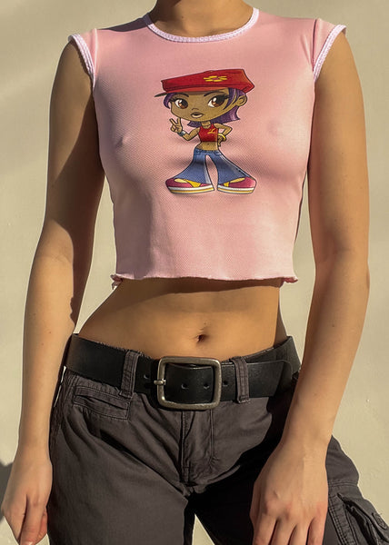 Y2k Cartoon Girl Top (XS)