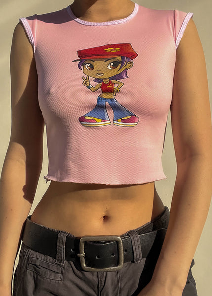 Y2k Cartoon Girl Top (XS)