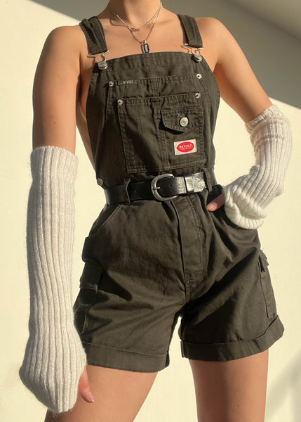 90's Olive Revolt Denim Overalls (S-M)