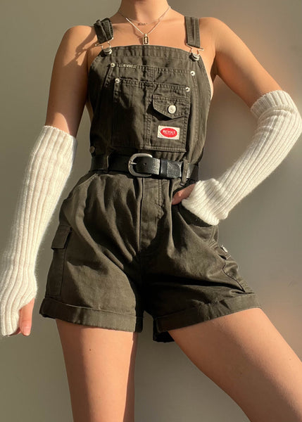 90's Olive Revolt Denim Overalls (S-M)