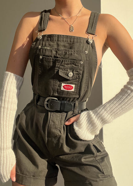 90's Olive Revolt Denim Overalls (S-M)