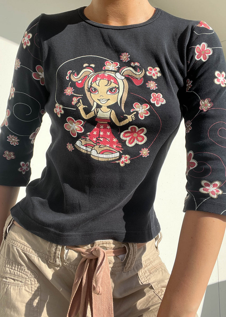 Flower Power Skater Girl Top (S) Retro and Groovy