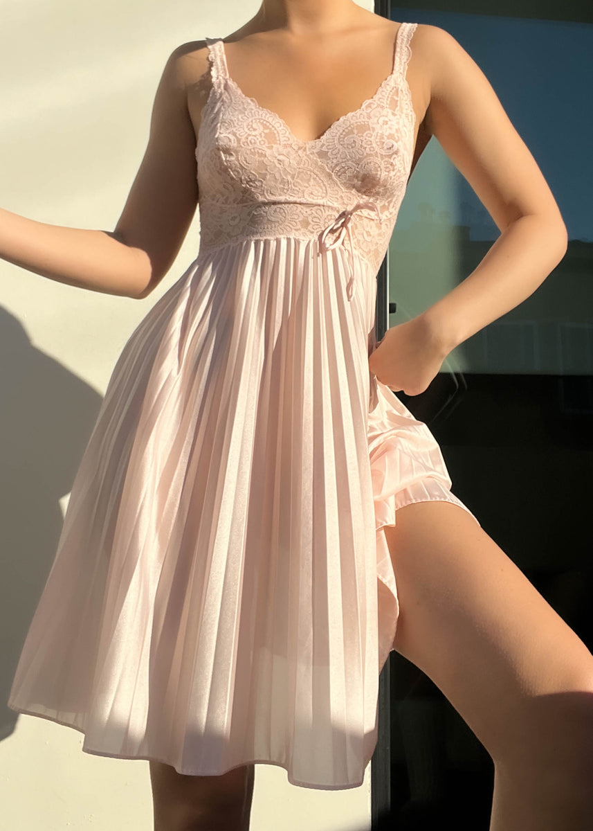 90's Blush Pink Slip Dress (S) Retro and Groovy