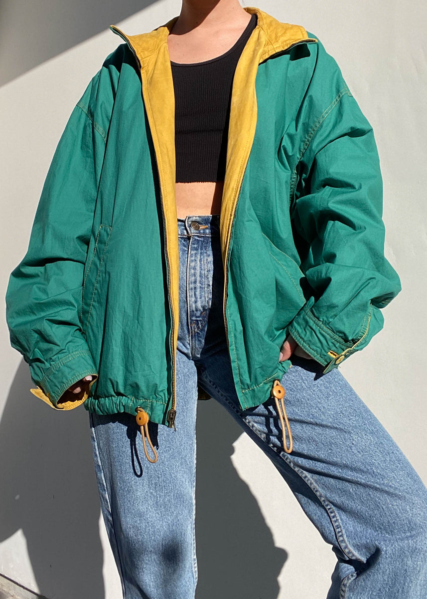 70's Yellow & Green Reversible Jacket (L/XL) Retro and Groovy