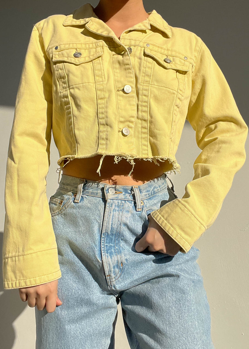 Pastel yellow jean jacket sale