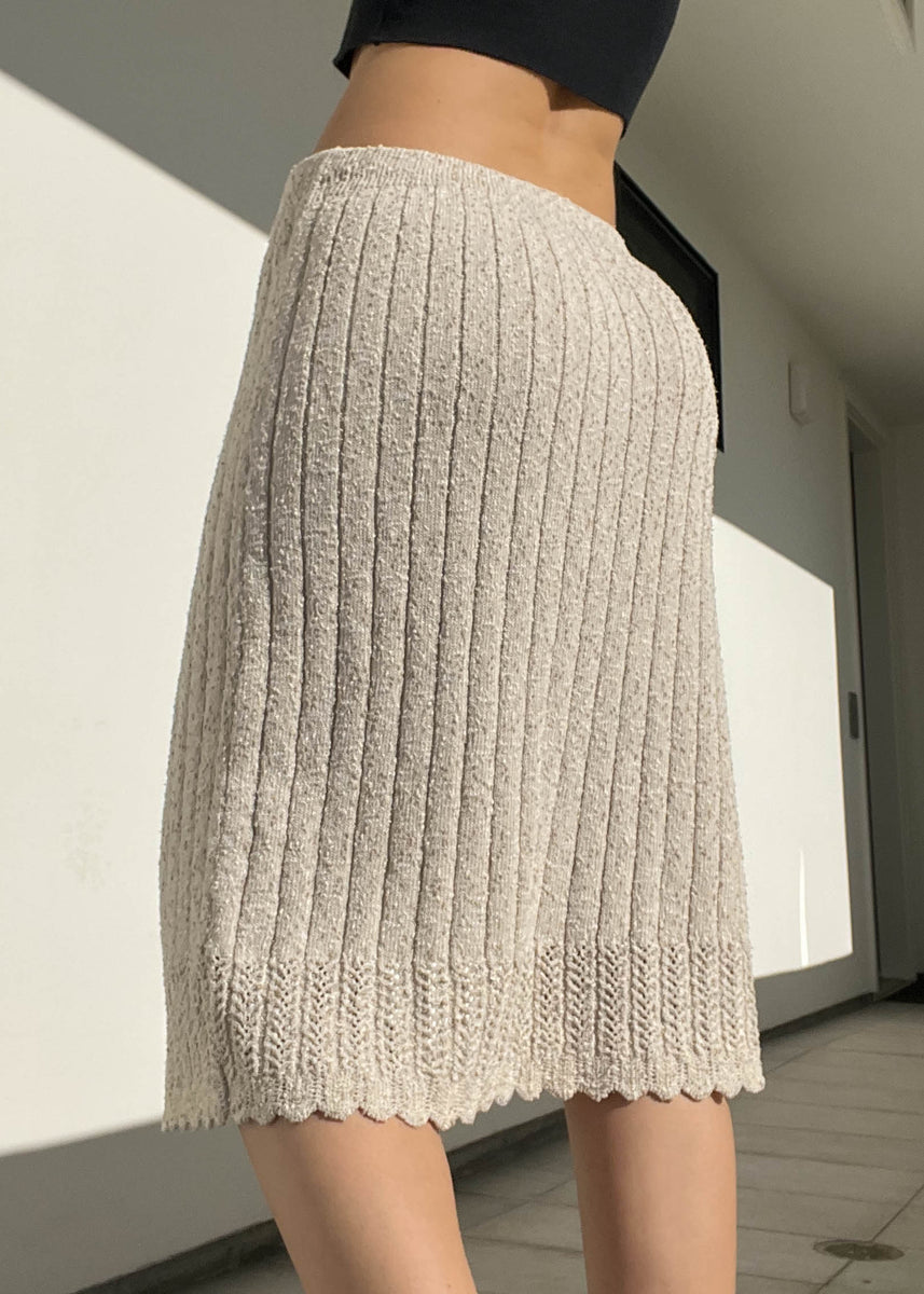 Long Knitted Skirt Cream