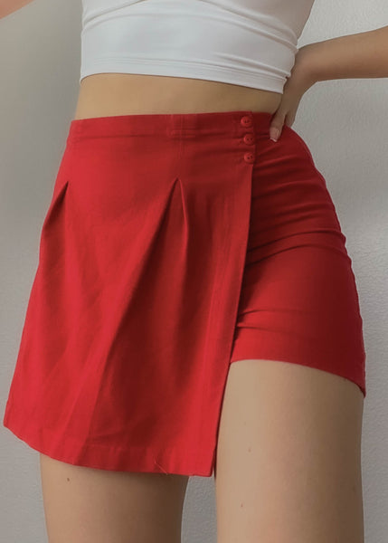 90’s Red Cotton Mini Skort (M)