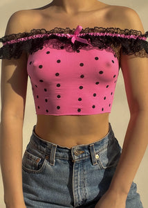 Vintage 2000’s pink polka dot top