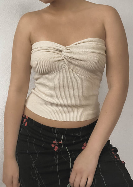 Cream Knit Tube Top (S)