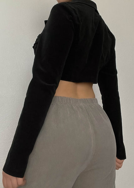 Black Velvet Cropped Jacket (S)