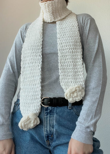 90's White Rosebud Scarf