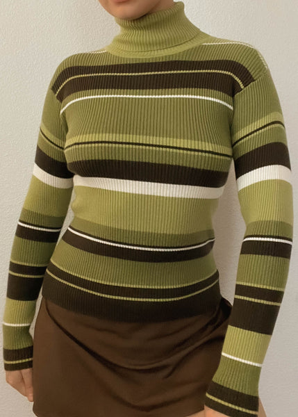 Hazel Y2k Striped Turtleneck (S)