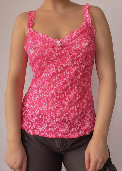 90's Pink Lace Tank (M)