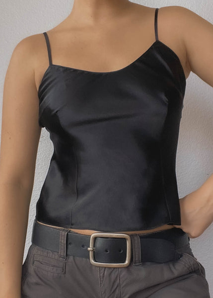 Y2k Black Silky Tank (S)
