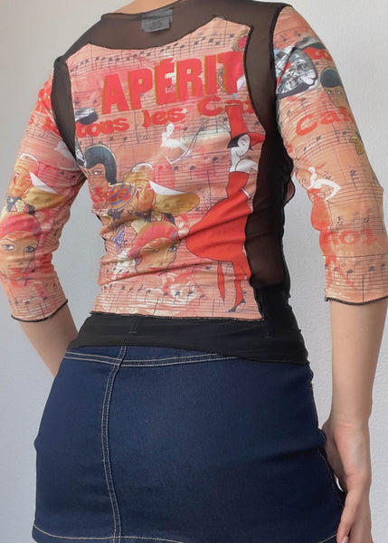 90’s Clio Graphic & Mesh Top (S)