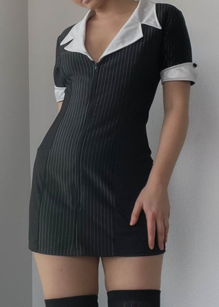 Y2k Pinstripe Mini Dress (S)