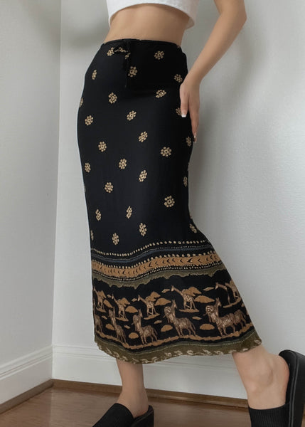 90’s Safari Maxi Skirt (XS-S)