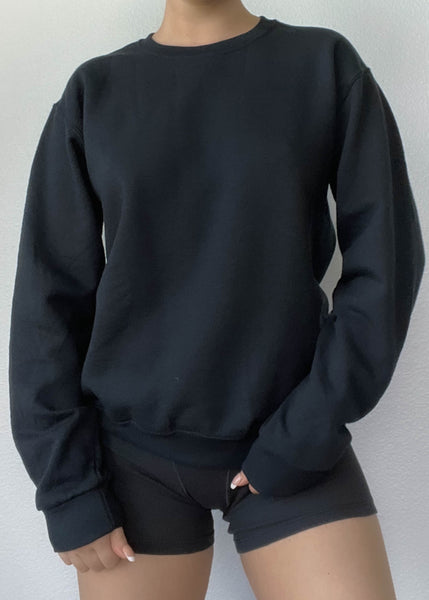 Classic Black Cotton Crewneck (M)