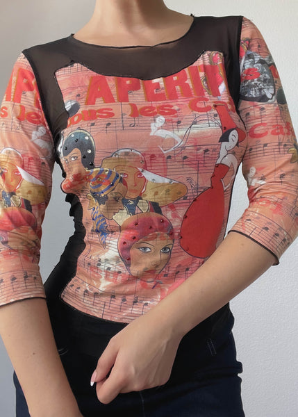 90’s Clio Graphic & Mesh Top (S)