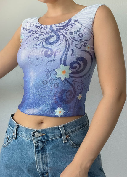 90’s Purple Sparkle Flower Tank (XS)