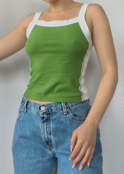 Y2k Green &amp; White Tank (S)