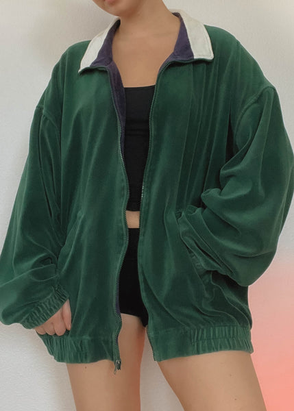 80’s Forest Green Velour Jacket (men's L)