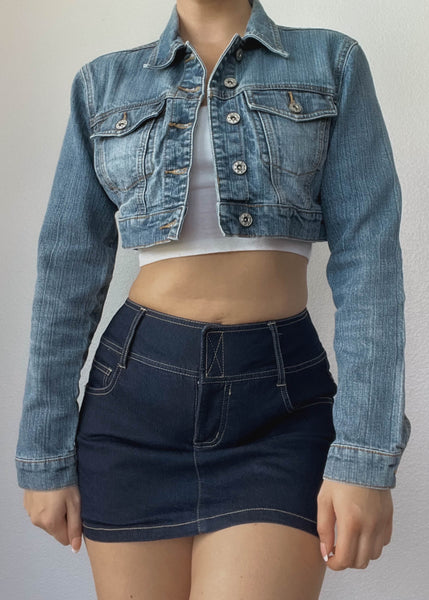 Rave Jeans Cropped Denim Jacket (S)